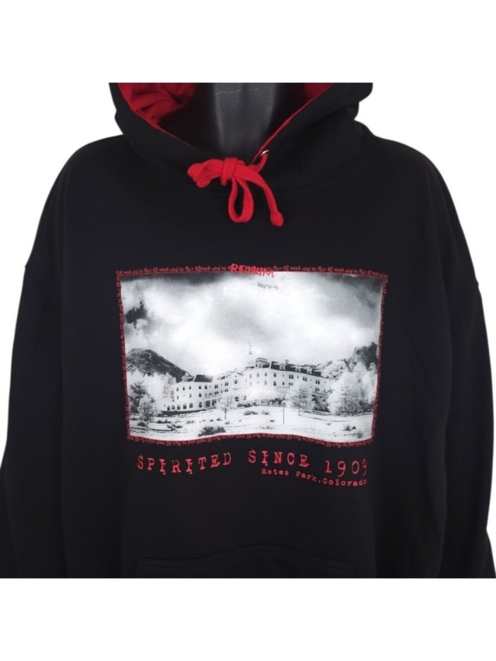 Stanley Hotel Sweatshirt Hoodie Mens Size 2XL Black Estes Park Colorado Haunted